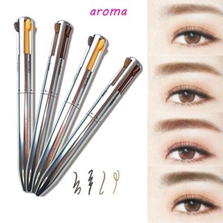 Aroma 4 In 1 ดินสอเขียนคิ้ว 4 สี ผู้หญิง สีง่าย แปรงเขียนคิ้ว ไมโครเบลด ปากกามาร์กเกอร์ อายไลเนอร์ ปากกาเขียนคิ้ว ปากกาเขียนคิ้ว