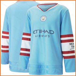 เสื้อกีฬาแขนยาว ลายทีมฟุตบอล Manchester City พลัสไซซ์ 2022-2023