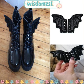 WISDOMEST ปีกค้างคาว หนัง PU รูปค้างคาว สําหรับตกแต่งรองเท้า ปาร์ตี้ฮาโลวีน DIY 2 คู่