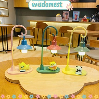 Wisdomest โคมไฟตั้งโต๊ะ Led ลายการ์ตูนสัตว์เลี้ยงน่ารัก ถนอมสายตา สไตล์เรโทร สําหรับข้างเตียง