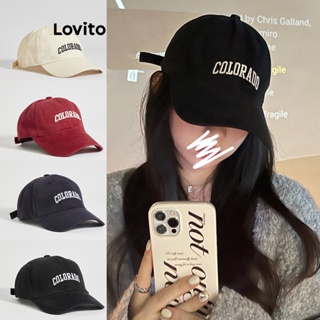 Lovito หมวกเบสบอล ปักลายตัวอักษร ลําลอง สําหรับผู้หญิง L63AD267 (สีขาวกรมท่า/เบอร์กันดี/ดํา)