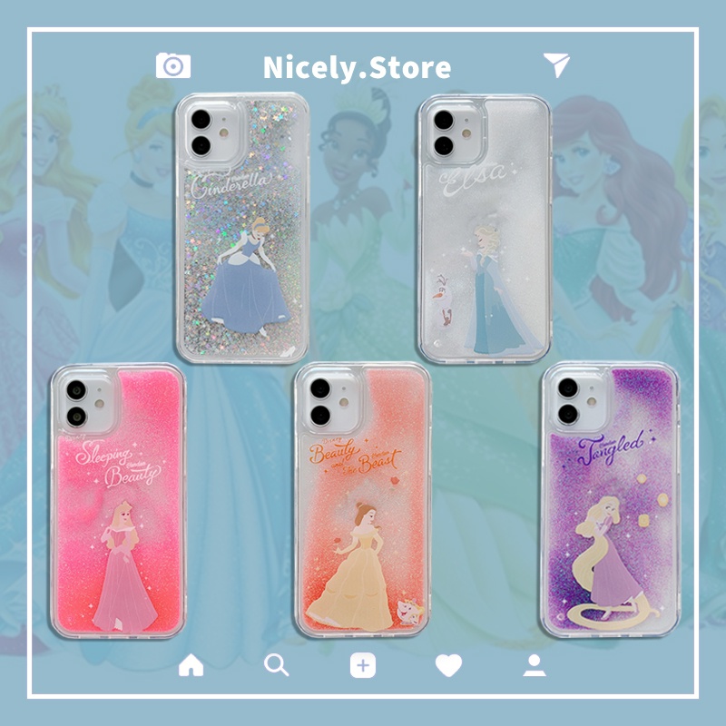 เคสโทรศัพท์มือถืออะคริลิค กันกระแทก กันรอยขีดข่วน ลายเจ้าหญิงดิสนีย์ ซินเดอเรลล่า แวววาว สําหรับ iPhone 14 Plus 13 12 11 Pro Max Xs Xr X 8 7