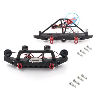 ชุดกันชนหน้า หลัง พร้อมไฟ LED อะลูมิเนียมอัลลอย สําหรับรถไต่หินบังคับ 1/10 Traxxas TRX-4 Trx4 Axial SCX10 90046 90047