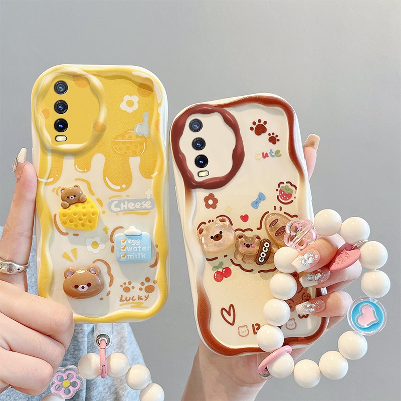 เคส vivo y20 เคสวีโว่ y12s y20s y20i vivo v2027 V2043 เคสโทรศัพท์มือถือ ลายตุ๊กตา 3D สีครีม สําหรับ