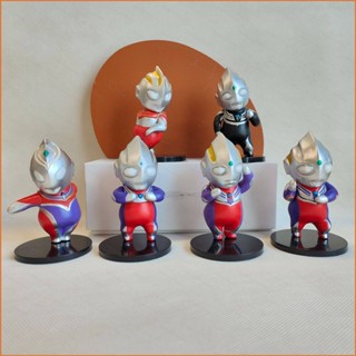 โมเดลฟิกเกอร์ KTS Fat Ultraman Tiga Gaia Dyna ของเล่นสําหรับเด็ก ตกแต่งบ้าน รถยนต์ ของขวัญ 6 ชิ้น