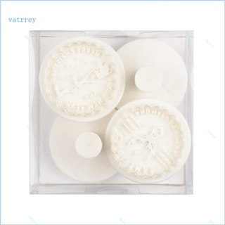 Va แม่พิมพ์ตัดคุ้กกี้ บิสกิต ทรงกลม ลายคริสต์มาส 4 ชิ้น