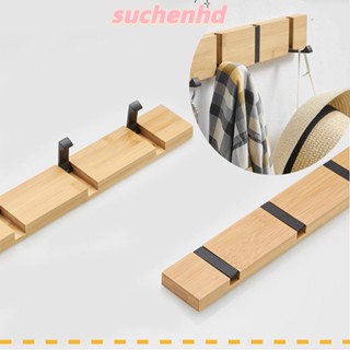 Suchenhd ตะขอไม้ไผ่ 4 ตะขอ ติดตั้งง่าย สําหรับแขวนเสื้อโค้ท ผ้าขนหนู