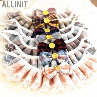 Allinit Pet Lace Bibs Collar Fashionable Cute JK Plaid Neckerchief for Scarf Accessories Dogs Cats