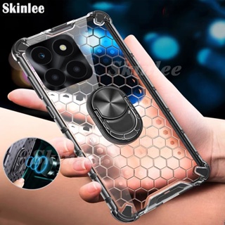 เคสโทรศัพท์มือถือ แบบใส ลายรังผึ้ง พร้อมแหวนขาตั้ง สําหรับ Honor X6A X8A X6 X8 Honor X6 X8 X8A X6A