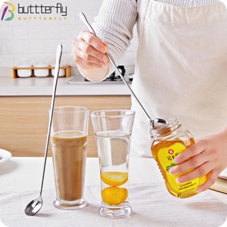 Buttterfly ช้อนคนน้ําผึ้ง ไอศกรีม ด้ามจับยาว สเตนเลส สีเงิน สําหรับบนโต๊ะอาหาร