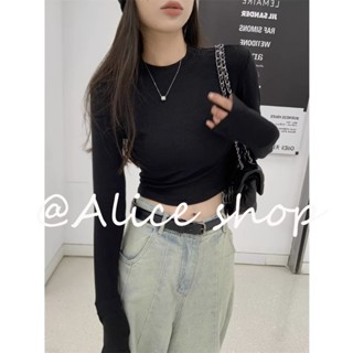 Alice เสื้อครอป เสื้อแฟชั่นผู้หญิง สีพื้น สําหรับผู้หญิง ใส่ไปคลับ ปาร์ตี้ 2023 NEW WTX2390OVB 37Z230911