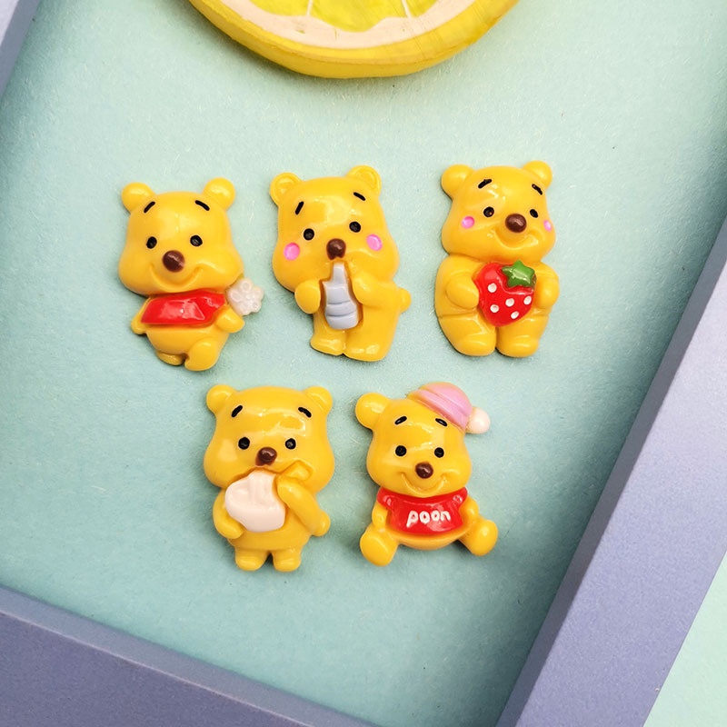 การ์ตูน Glossy สตรอเบอร์รี่ดอกไม้ Winnie the Pooh เรซิ่นอุปกรณ์เสริม diy ครีมกาวเคสโทรศัพท์ Headdress กิ๊บติดผมตู้เย็นสติกเกอร์