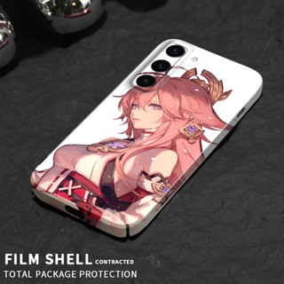 เคสโทรศัพท์มือถือ PC แข็ง ทรงสี่เหลี่ยม ป้องกันกล้อง สไตล์เกาหลี สําหรับ Samsung Galaxy S23 Plus Ultra S22 S21 S20 FE Note9 Note 10 Plus Pro Yae Miko