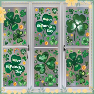 Ye- สติกเกอร์ ลายใบโคลเวอร์ Saint Patrick Day กันน้ํา ไม่จางหาย สําหรับติดตกแต่งผนังบ้าน หน้าต่าง 8 ชิ้น ต่อชุด