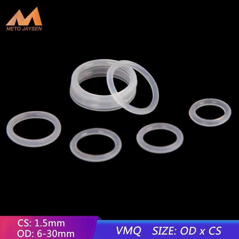 50 ชิ้น/เซ็ตสีขาว VMQ ซีล O-แหวน CS 1.5 มม.ซีลปะเก็น OD 6 มม.-30 มม.มิลลิเมตรสําหรับเล็บสกรูและตัวยึ