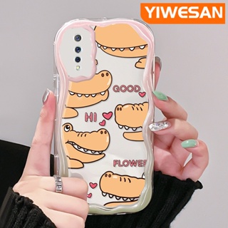 เคสโทรศัพท์มือถือ ซิลิกาเจลนิ่ม ใส กันกระแทก ลายหนังจระเข้น่ารัก สําหรับ VIVO S1 Pro