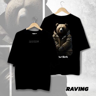 RAVING เสื้อยืดสตรีทOversize คอเลคชั่น Cooly Bearสามารถปรับแต่งได้