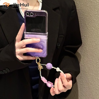 Jiehui เคสโทรศัพท์มือถือแฟชั่น สามชิ้น สีชมพู สีม่วง สําหรับ Samsung Z Flip5 Z Flip4 Z Flip3