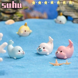 Suhuhd ฟิกเกอร์เรซิ่น รูปการ์ตูนสัตว์ทะเลน่ารัก 5 สี สําหรับตกแต่งตู้ปลา 10 ชิ้น