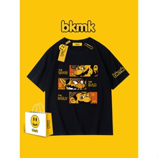 Bkmk เสื้อยืดแขนสั้น ผ้าฝ้าย ทรงหลวม ลายการ์ตูน สไตล์วินเทจ อเมริกัน สําหรับผู้ชาย