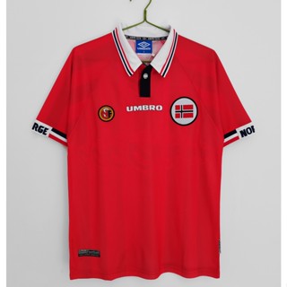 เสื้อกีฬาแขนสั้น ลายทีมชาติฟุตบอล Norway REKDAL 1998 ชุดเหย้า คุณภาพสูง สไตล์เรโทร