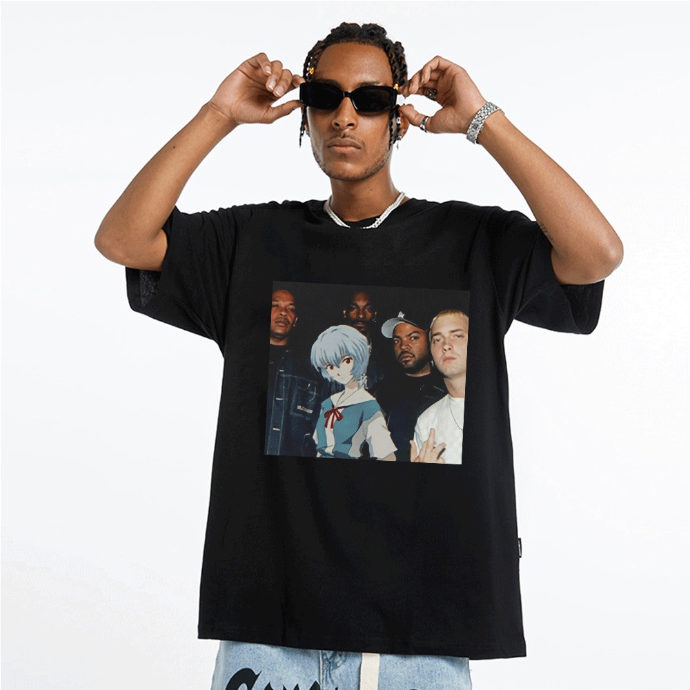 ผ้าฝ้ายเสื้อยืดพิมพ์ rapper playboi carti eminem tupac 2pac j cole 90s Street hip hop สไตล์สําหรับผู