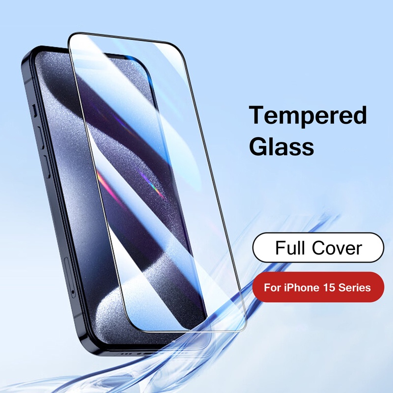 คลุมทั้งหมดกระจกนิรภัยป้องกันหน้าจอสําหรับ Apple iPhone15 iPhone 16 15 Pro Max Plus 15Pro 9H Ultra T