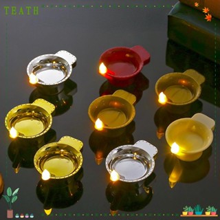 Teath โคมไฟเทียน LED รูป Diwali Diya ลอยน้ําไฟฟ้า สไตล์อินเดีย สําหรับตกแต่งเทศกาล 12 ชิ้น