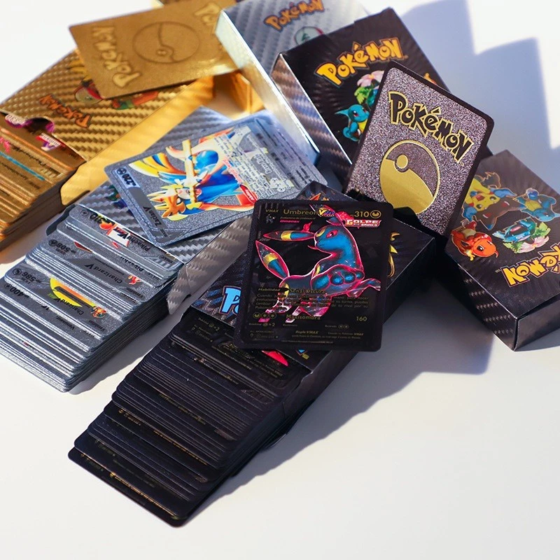 55ชิ้น การ์ดโปเกม่อน Pokemon Cards สีทอง สีเงิน สีดํา โปเกม่อน รุ่นภาษาอังกฤษ การ์ดฝึกเล่นปิกาจู