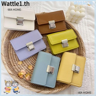 Wttle กระเป๋าสตางค์ กระเป๋าใส่เหรียญ หนัง PU ลายหนังจระเข้ ขนาดเล็ก สีพื้น สําหรับผู้หญิง