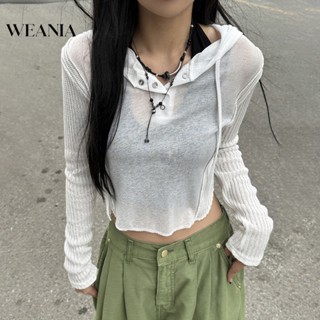 Weania เสื้อคลุมกันแดด ผ้าถัก ไมโคร ใส มีสไตล์ สําหรับผู้หญิง