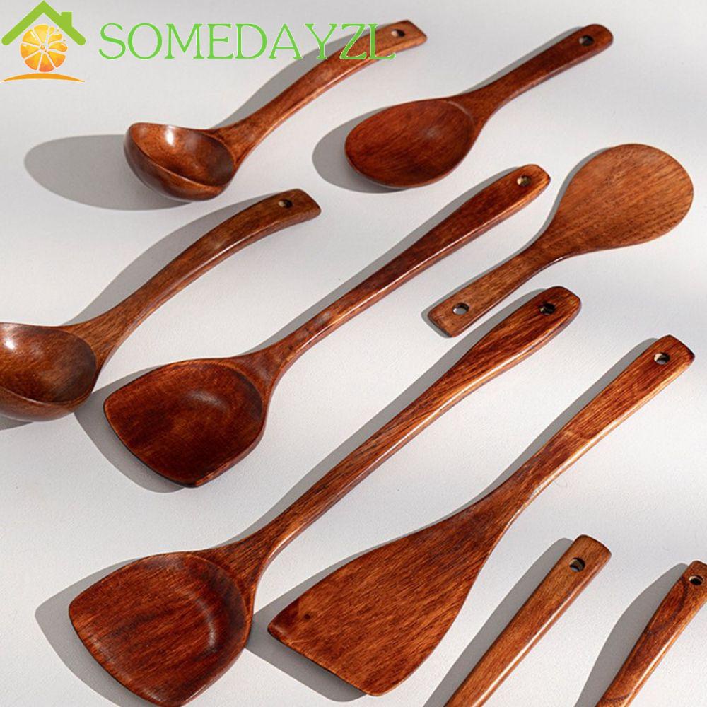 Somedayzl ช้อนตักข้าว ไม้ธรรมชาติ ไม่ติดผิว เครื่องครัว ช้อน กระชอนกรองข้าว