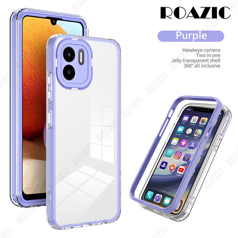 เคสโทรศัพท ์ โปร ่ งใสสําหรับ Xiaomi Redmi A1 A2 A1 + A2 + Plus A3 Soft TPU กันกระแทกปลอก 2 ใน 1 สีลูกกวาดซิลิโคนใสปกหลัง
