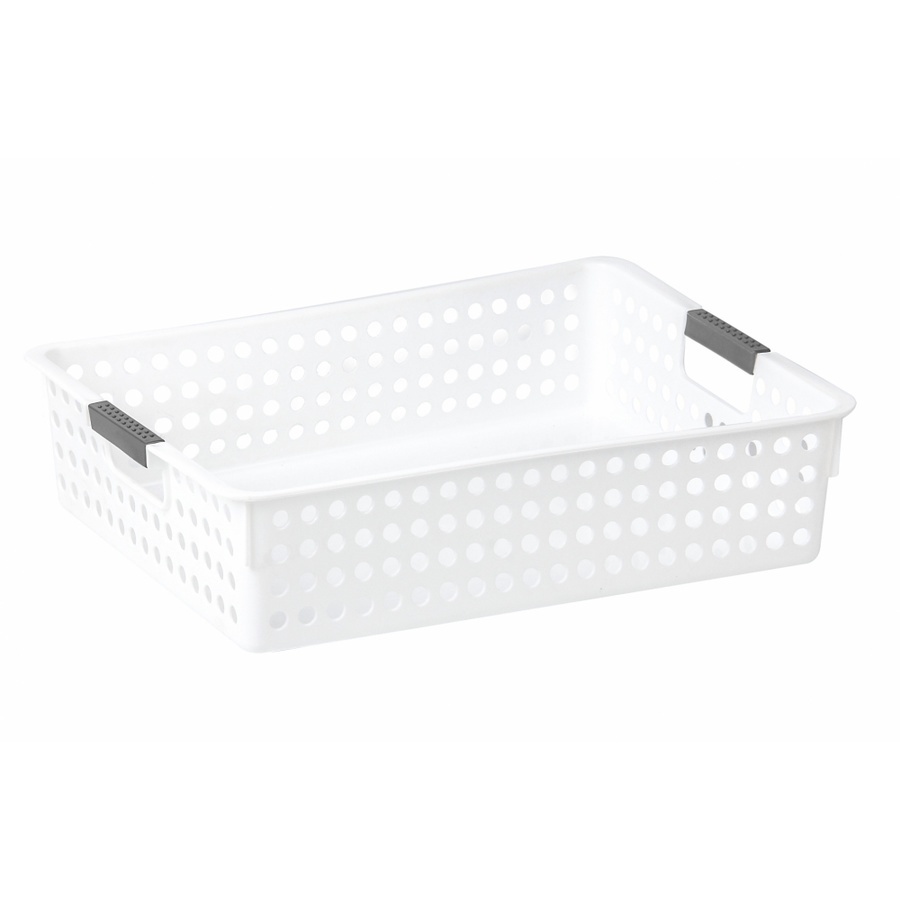 GlobalHouse GOME ตะกร้าอเนกประสงค์ทรงเหลี่ยม รุ่น Circle TG54415W ขนาด 26x34.5x8.5 ซม.(6.5L) สีขาว สินค้าของแท้คุณภาพดี