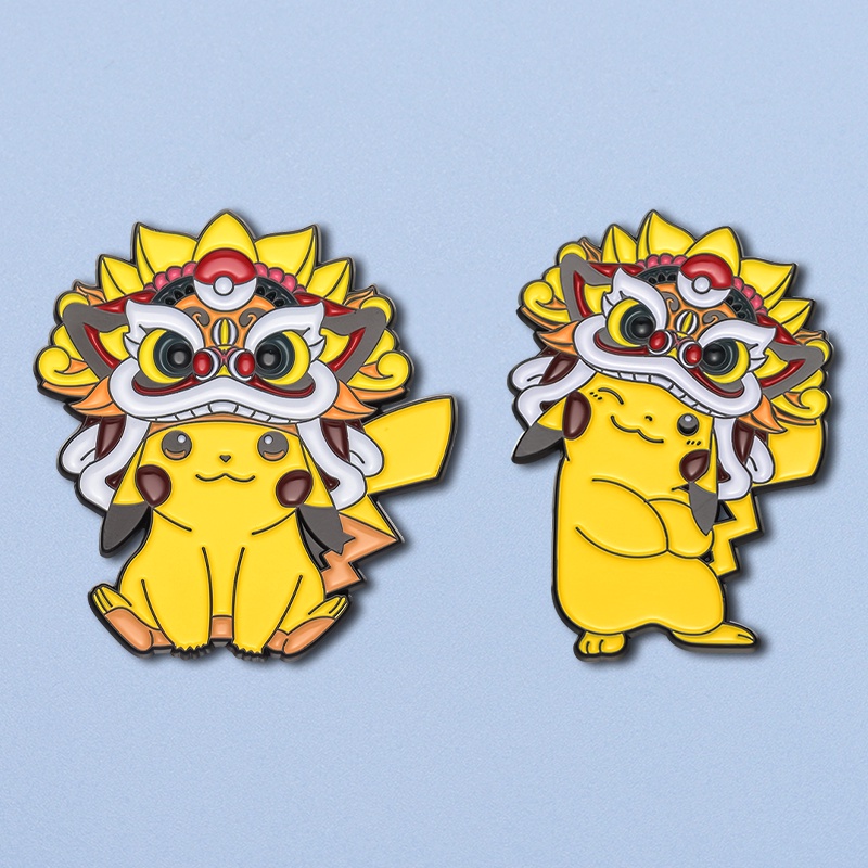เข็มกลัด โลหะผสม รูปการ์ตูนโปเกม่อน Pikachu DANCING LION ของขวัญ สําหรับเพื่อน