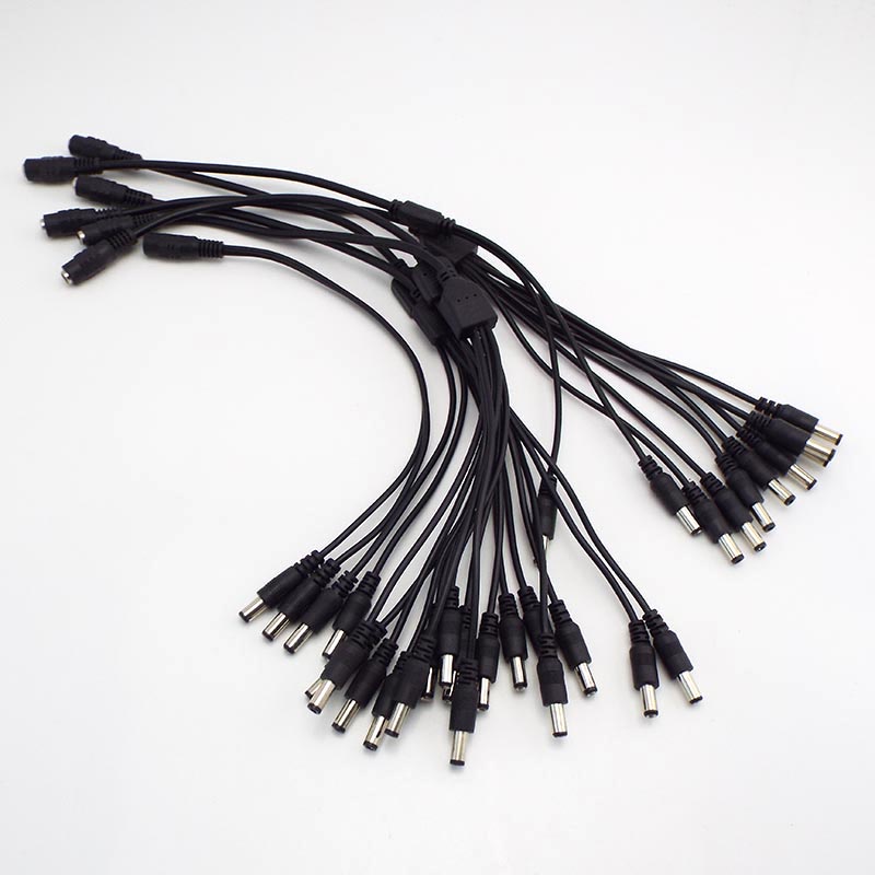 2.1*5.5 มม.1 หญิง 2 3 4 5 8 ชาย DC Power Splitter ปลั๊กสายสําหรับกล้องวงจรปิดความปลอดภัยกล้องอุปกรณ์เสริมอะแดปเตอร์จ่ายไฟ THH1
