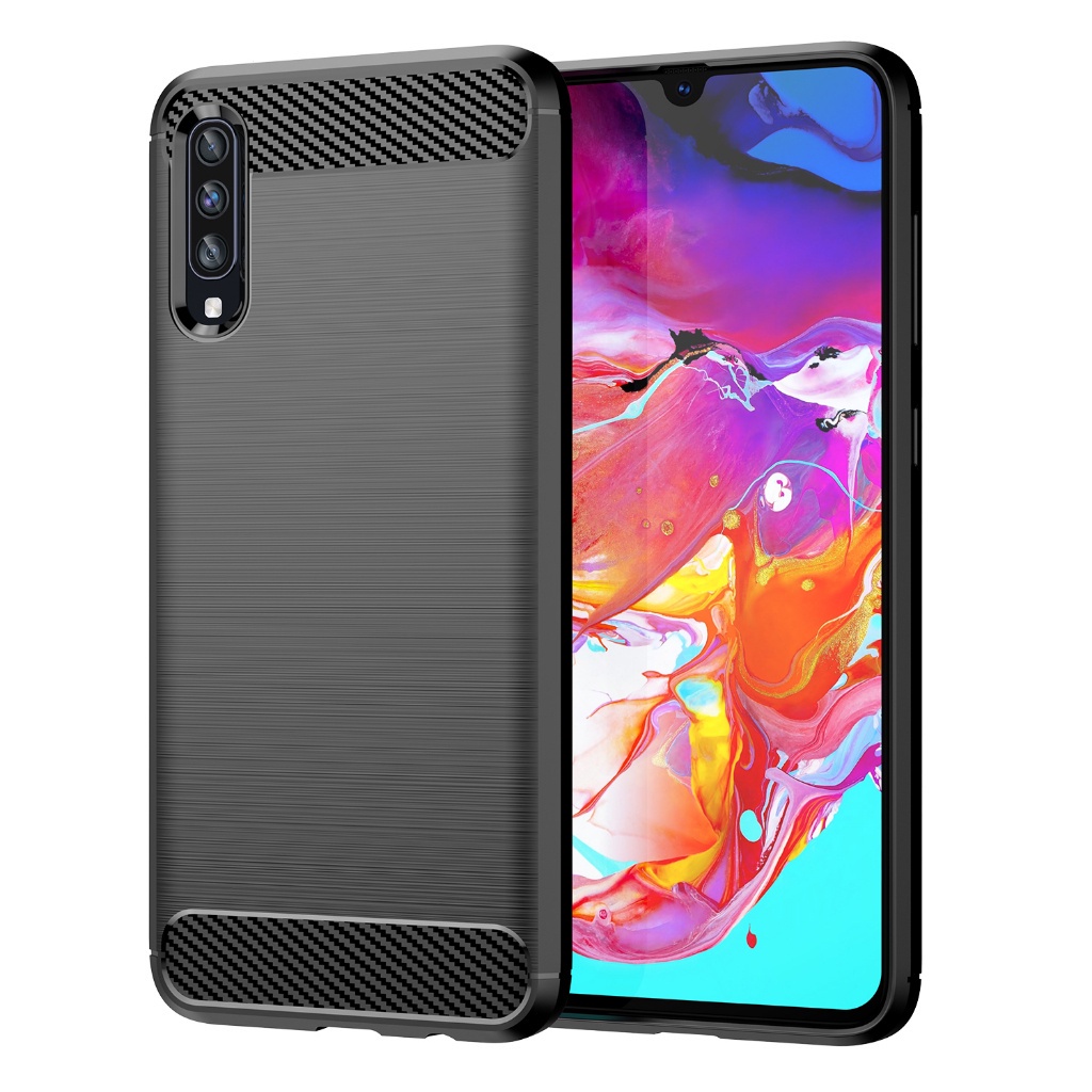 สําหรับ Samsung Galaxy A70, A70S Brushed Carbon Fiber Protective Case Soft Case, Shock-Resistant, Pr