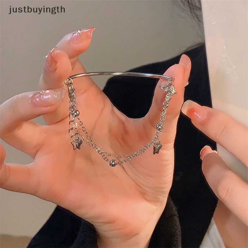 [JBTH] สร้อยข้อมือ กําไลข้อมือ โซ่ หลายชั้น ประดับเพทาย ผีเสื้อ แวววาว สีเงิน เครื่องประดับแฟชั่น สําหรับผู้หญิง [JB]