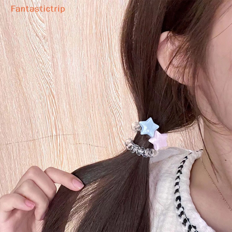 Fantastictrip ยางรัดผม ห้าแฉก ดาว ยืดหยุ่น พลาสติก ยางรัดผม สายโทรศัพท์ สครันชี่ เครื่องประดับผม ที่คาดผม แฟชั่น