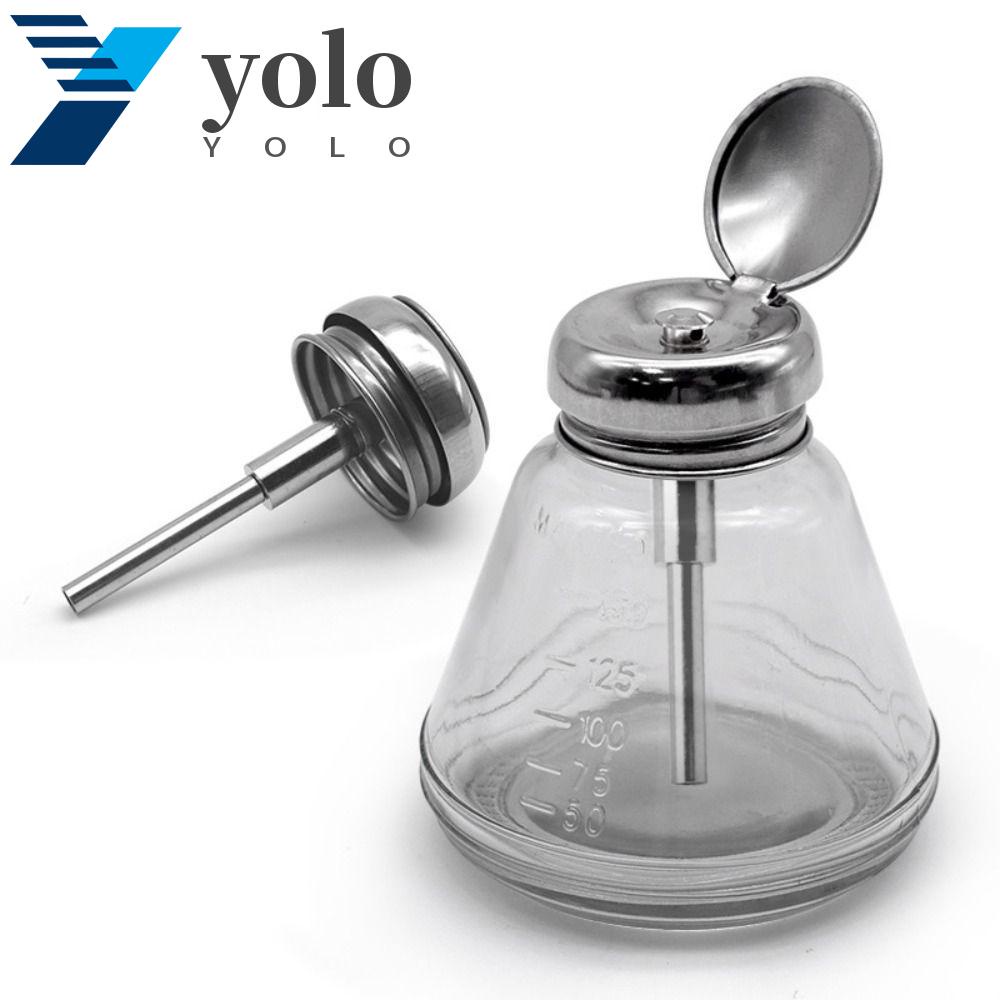 Yolo ขวดแก้วเปล่า แบบกด เติมได้ 180 มล. ป้องกันการกัดกร่อน สําหรับใส่น้ํายาล้างเล็บ