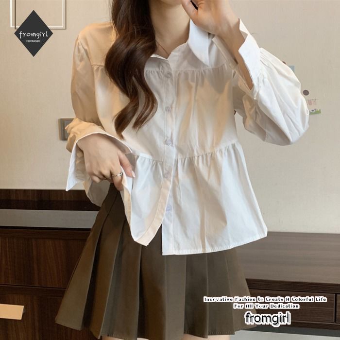 เสื้อคาร์ดิแกนแขนยาว จับจีบ ตัวสั้น สุดชิค เหมาะกับฤดูใบไม้ร่วง สําหรับผู้หญิง
