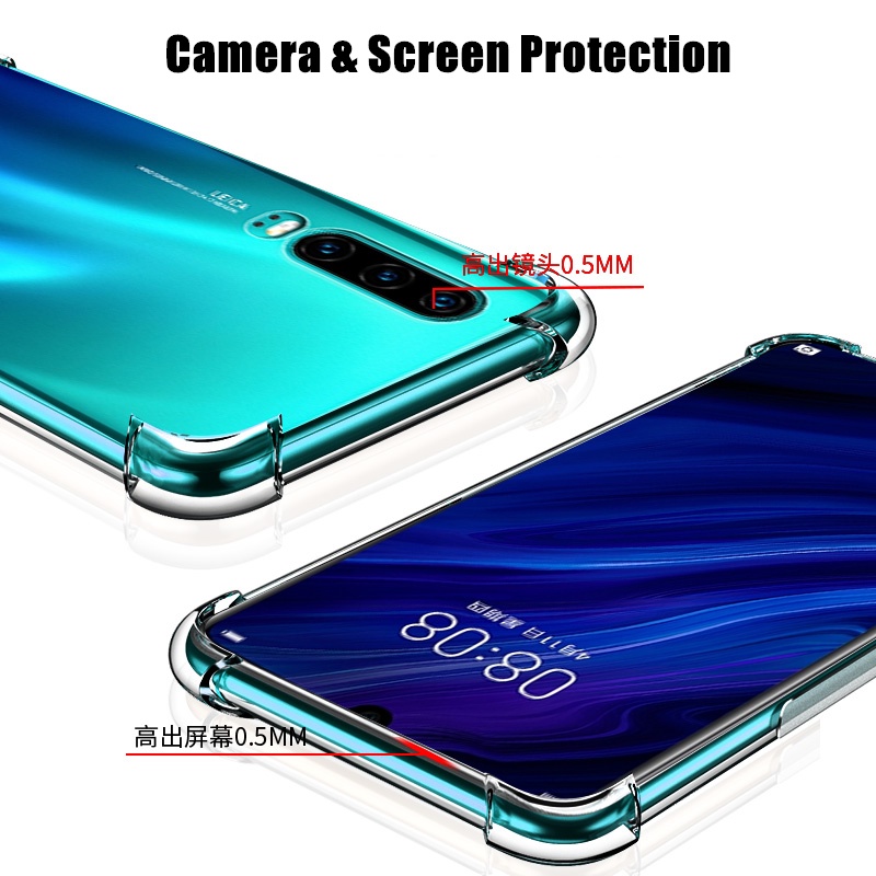สําหรับ Huawei P30 ELE-L29 L09 L04 Slim Crystal Clear Soft Silicone Jelly Case พร้อมสี่มุมเสริมฝาครอบโปร่งใส - รูปที่ 3