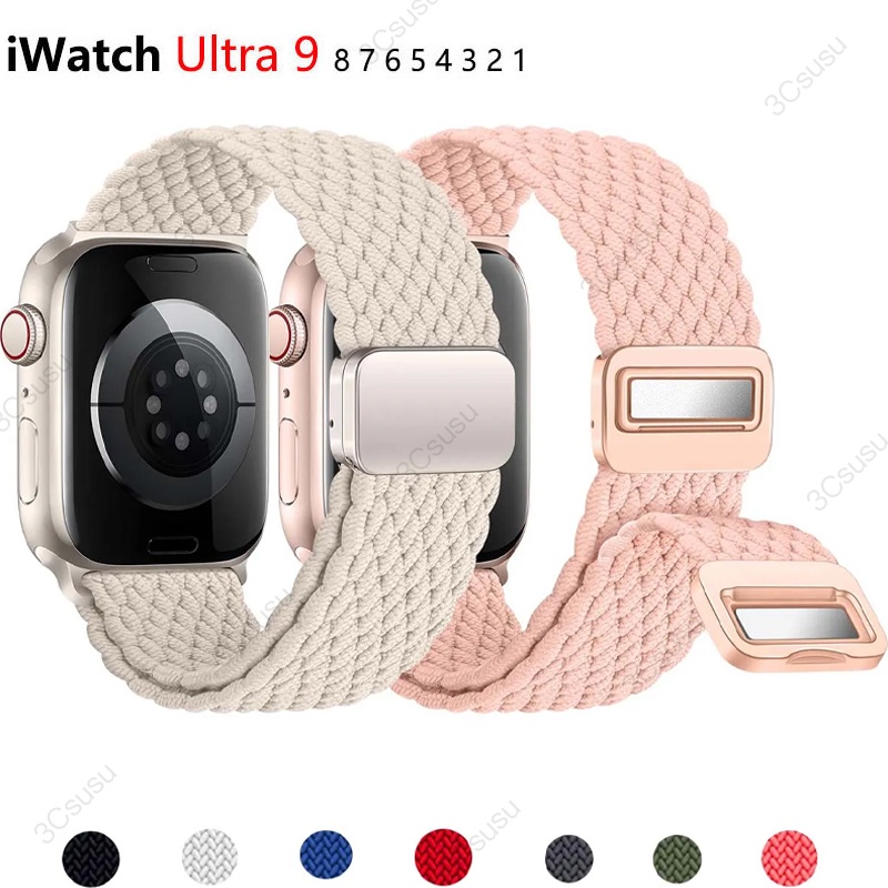 สายนาฬิกาข้อมือไนล่อนถัก สําหรับ Apple Watch 44 มม. 40 มม. 45 มม. 49 มม. 41 มม. 38 มม. iWatch series se 7 3 5 6 8 9 Ultra Ultra2