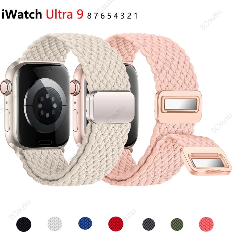 [สต็อกท้องถิ่น] สายนาฬิกาข้อมือไนล่อนถัก สําหรับ Apple Watch 44/40/45/49 มม. 41 มม. 38 มม. iWatch series se 7 3 5 6 8 9 Ultra Ultra2