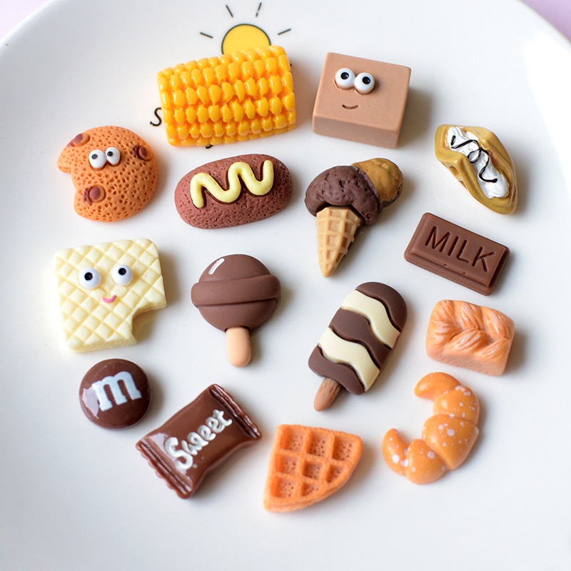 10 ชิ้น / เซต จําลอง ข้าวโพด ขนมปัง บิสกิต เรซิน ด้านหลังแบน อุปกรณ์เสริม สําหรับ DIY รองเท้า หัวเข็มขัด หมวกกันน็อก เคสโทรศัพท์ วัสดุแฮนด์เมด