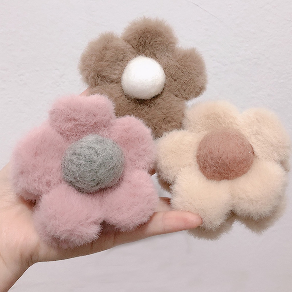 กิ๊บติดผม ผ้ากํามะหยี่ขนนิ่ม ลายดอกไม้น่ารัก ขนาดใหญ่ สีกากี สีสันสดใส แฟชั่นฤดูใบไม้ร่วง และฤดูหนาว
