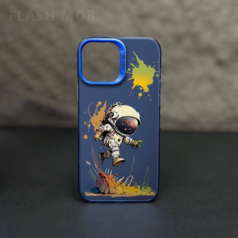 ใช้ได้กับ iPhone Apple XR เคสโทรศัพท์ 15/16/17Promax Xsmax 14Promax นักบินอวกาศเที่ยวบิน 7/8plus 11Promax ปกอ่อนสีเงิน IMD - รูปที่ 6