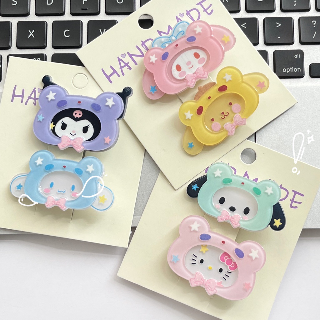 SANRIO กิ๊บติดผม ลายการ์ตูนซานริโอ้น่ารัก สีชมพู เครื่องประดับผม สําหรับเด็กผู้หญิง