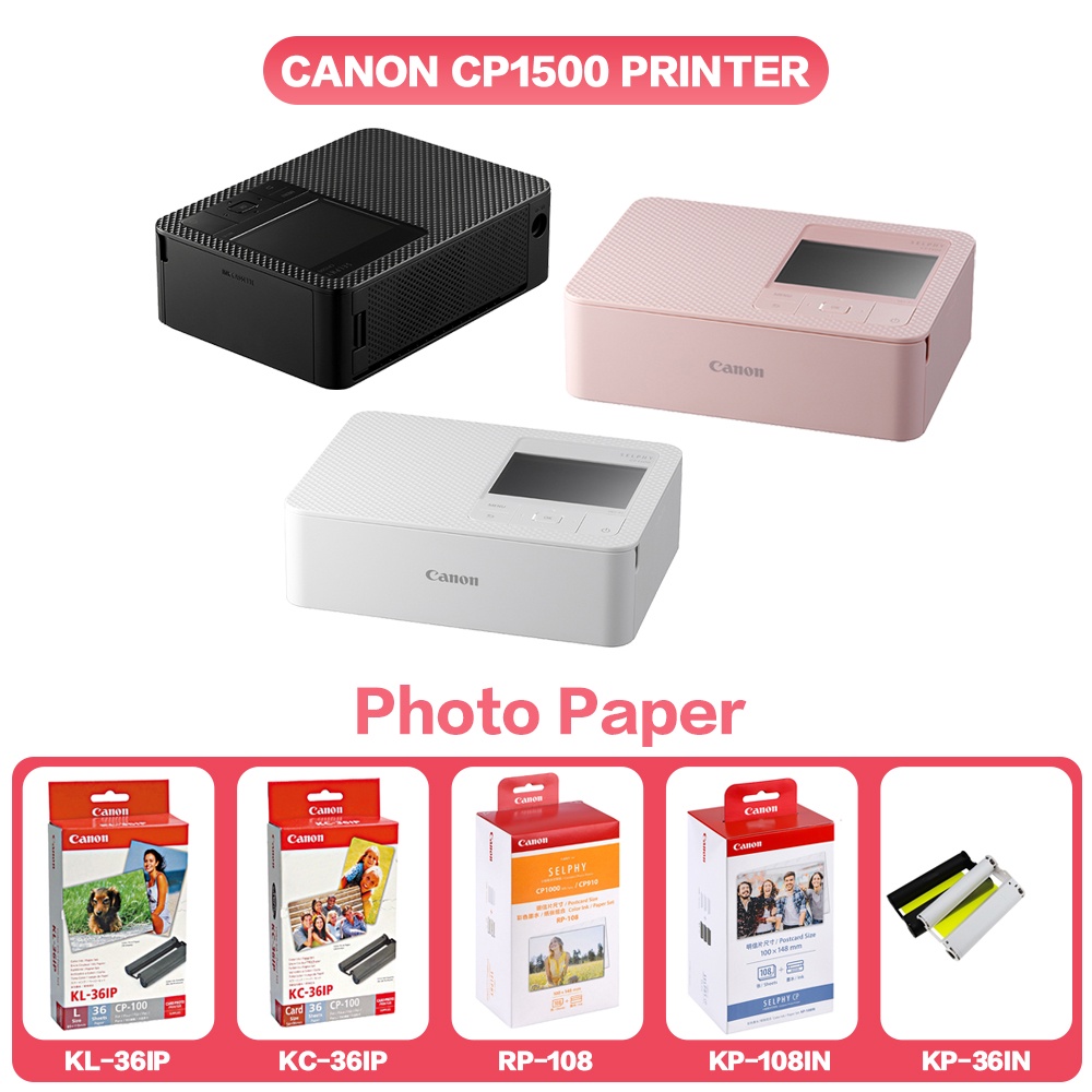 Canon SELPHY CP1300 CP1500 ชุดเครื่องพิมพ์ภาพไร้สาย Wifi สําหรับ KP-108IN RP-108 KP-36 KC-36 KL-36