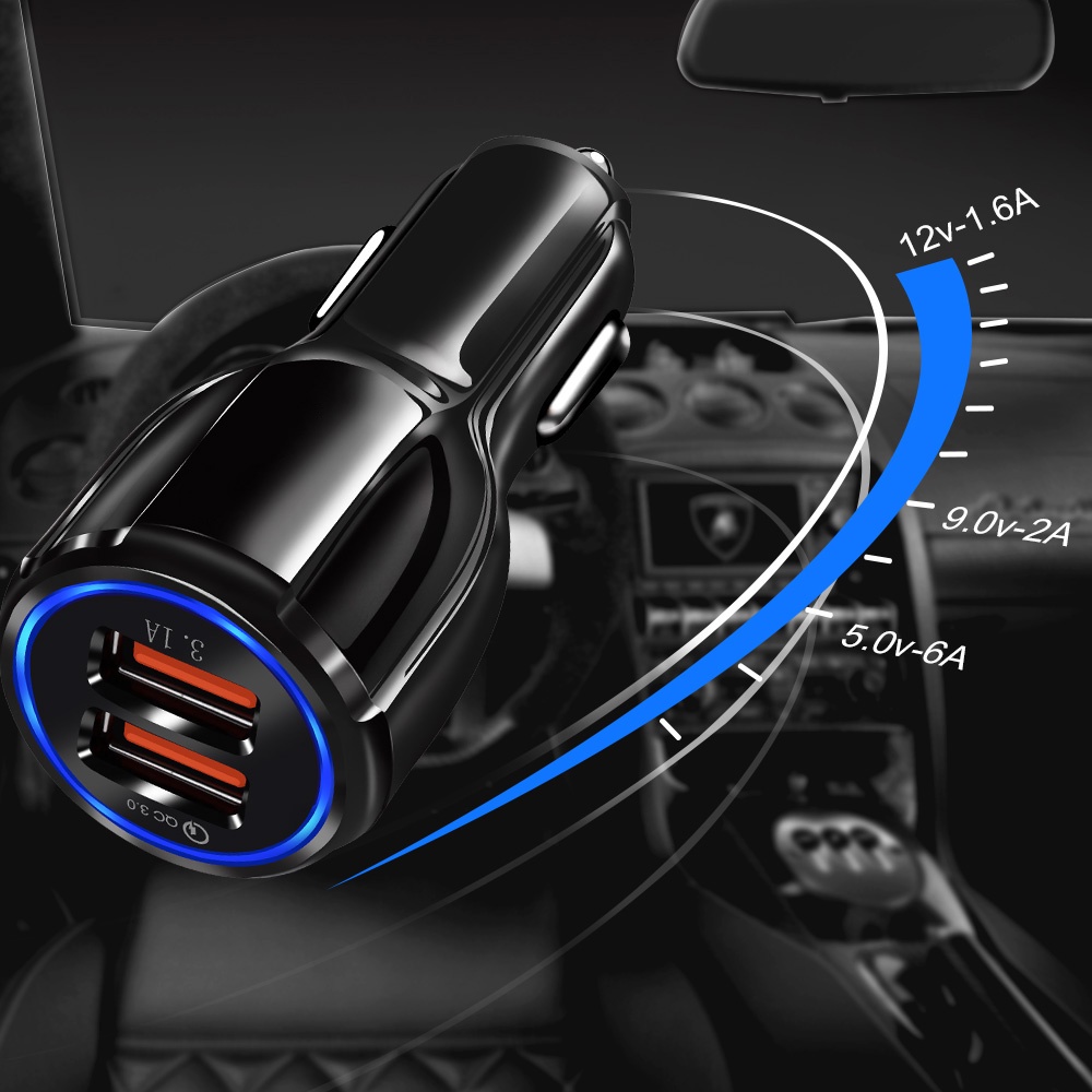 4.8a Dual USB Car Charger Fast Phone Charge Quick Charge QC 3.0 อะแดปเตอร์ชาร์จในรถ